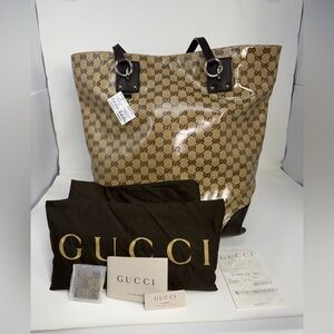 Gucci Beige and Brown Monogram Handbag